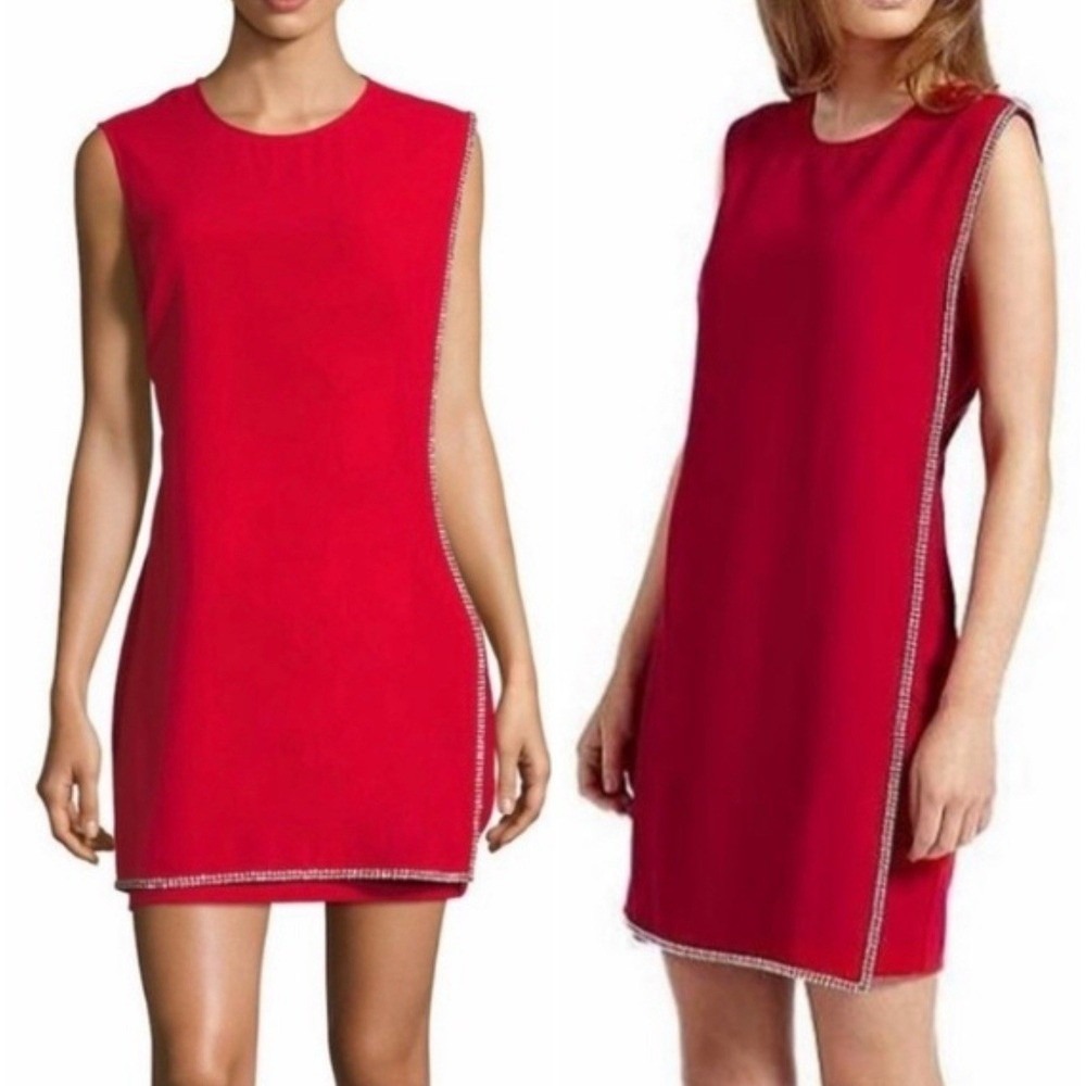 new Ted Baker Burford Red Double‎ Layer Embellished Tunic Dress Size 3